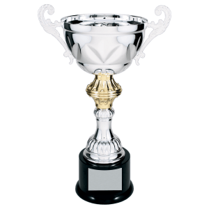 13″ Silver Completed Metal Cup Trophy on Plastic Base