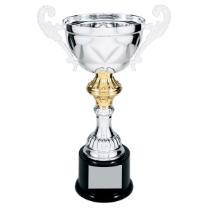11 1/2″ Silver Completed Metal Cup Trophy on Plastic Base