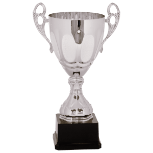 14″ Silver Completed Metal Cup Trophy on Plastic Base