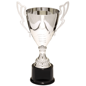 12″ Silver Completed Metal Cup Trophy on Plastic Base