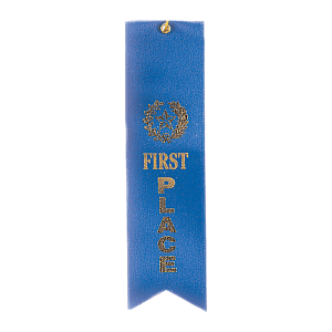 Blue 1st Place Carded Ribbon with String