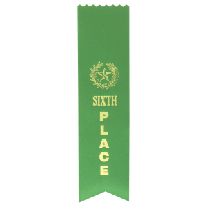 Green 6th Place Pinked Top Ribbon