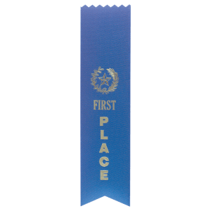 Blue 1st Place Pinked Top Ribbon