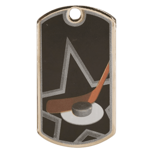 2″ Black/Silver Hockey Laserable Star Dog Tag