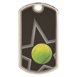 2″ Black/Silver Tennis Laserable Star Dog Tag