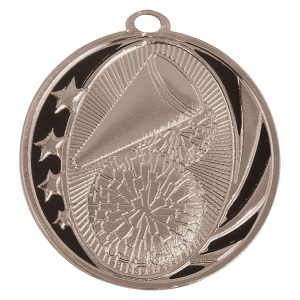 2″ Bright Silver Cheer Laserable MidNite Star Medal