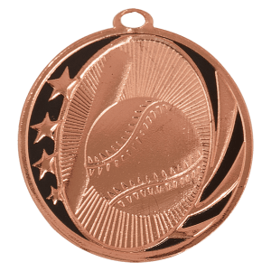 2″ Bright Bronze Baseball/Softball Laserable MidNite Star Medal