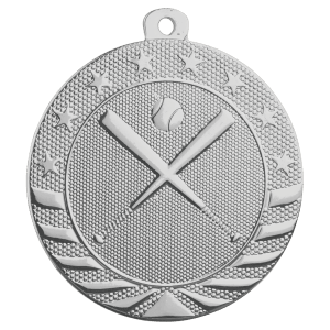 2″ Bright Silver Baseball/Softball Starbrite Medal