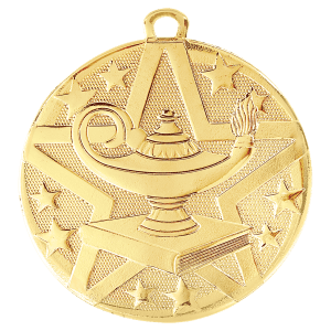 2″ Gold Superstar Lamp of Knowledge Medal
