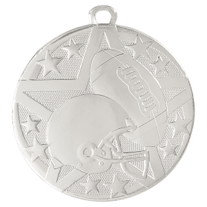 2″ Silver Superstar Football Medal
