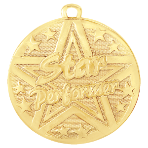 2″ Gold Superstar Star Performer Medal