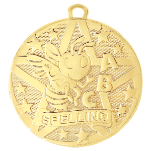 2″ Gold Superstar Spelling Medal