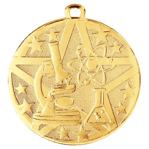 2″ Gold Superstar Science Medal