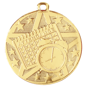 2″ Gold Superstar Perfect Attendance Medal