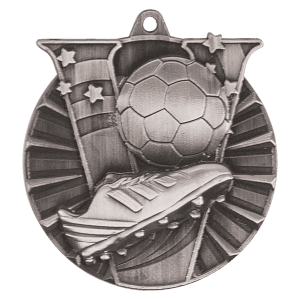 2″ Antique Silver Soccer Victory Medal