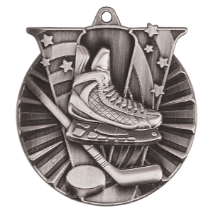 2″ Antique Silver Hockey Victory Medal