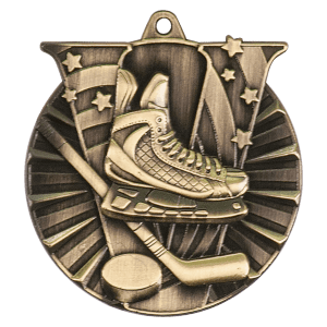 2″ Antique Gold Hockey Victory Medal
