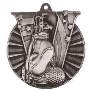 2″ Antique Silver Golf Victory Medal