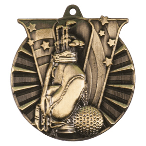 2″ Antique Gold Golf Victory Medal
