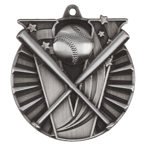 2″ Antique Silver Baseball/Softball Victory Medal