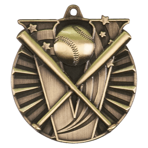 2″ Antique Gold Baseball/Softball Victory Medal