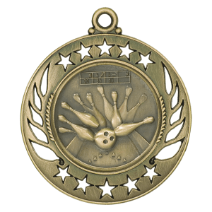 2 1/4″ Antique Gold Bowling Galaxy Medal
