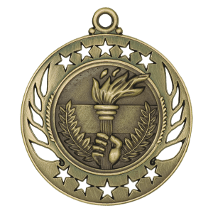 2 1/4″ Antique Gold Torch Galaxy Medal