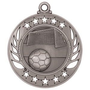 2 1/4″ Antique Silver Soccer Galaxy Medal