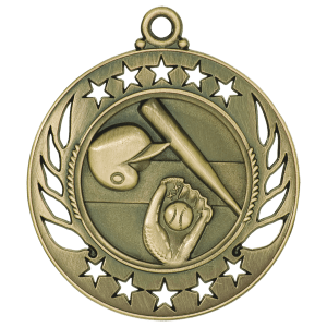 2 1/4″ Antique Gold Baseball/Softball Galaxy Medal