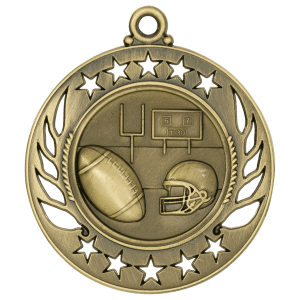 2 1/4″ Antique Gold Football Galaxy Medal
