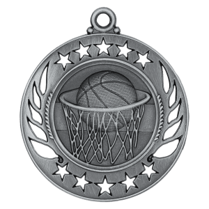 2 1/4″ Antique Silver Basketball Galaxy Medal
