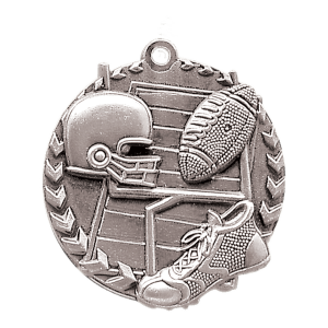 1 3/4″ Antique Silver Football Millennium Medal