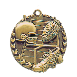 1 3/4″ Antique Gold Football Millennium Medal