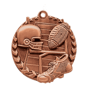 1 3/4″ Antique Bronze Football Millennium Medal