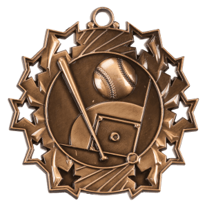 2 1/4″ Antique Bronze Baseball/Softball Ten Star Medal
