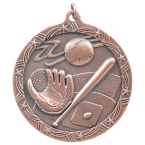 2 1/2″ Antique Bronze Baseball/Softball Shooting Star Medal