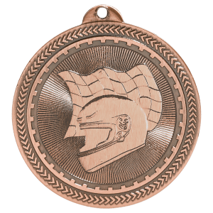 2″ Antique Bronze Racing Laserable BriteLazer Medal