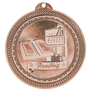 2″ Antique Bronze Reading Laserable BriteLazer Medal