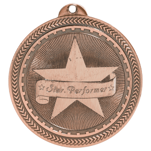 2″ Antique Bronze Star Performer Laserable BriteLazer Medal
