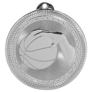 2″ Bright Silver Basketball Laserable BriteLazer Medal