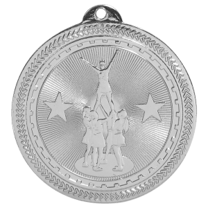 2″ Bright Silver Competitive Cheer Laserable BriteLazer Medal