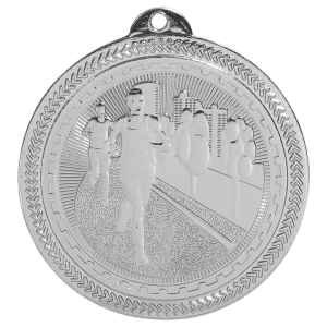 2″ Bright Silver Cross Country Laserable BriteLazer Medal