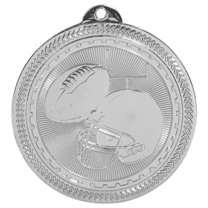 2″ Bright Silver Football Laserable BriteLazer Medal
