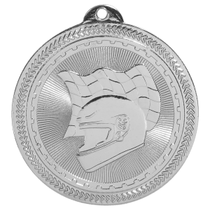 2″ Bright Silver Racing Laserable BriteLazer Medal