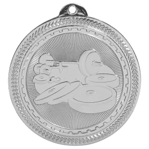 2″ Bright Silver Weightlifting Laserable BriteLazer Medal