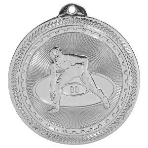 2″ Bright Silver Wrestling Laserable BriteLazer Medal