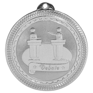 2″ Bright Silver Debate Laserable BriteLazer Medal