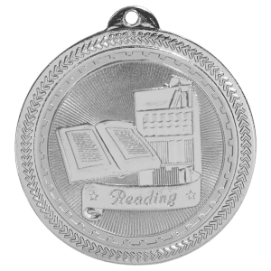 2″ Bright Silver Reading Laserable BriteLazer Medal