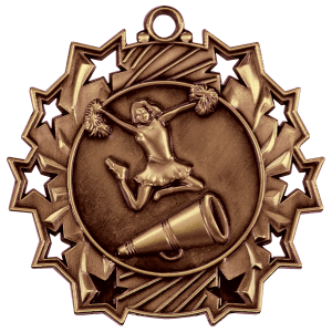 2 1/4″ Antique Bronze Cheer Ten Star Medal