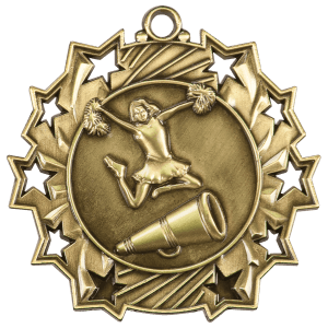 2 1/4″ Antique Gold Cheer Ten Star Medal